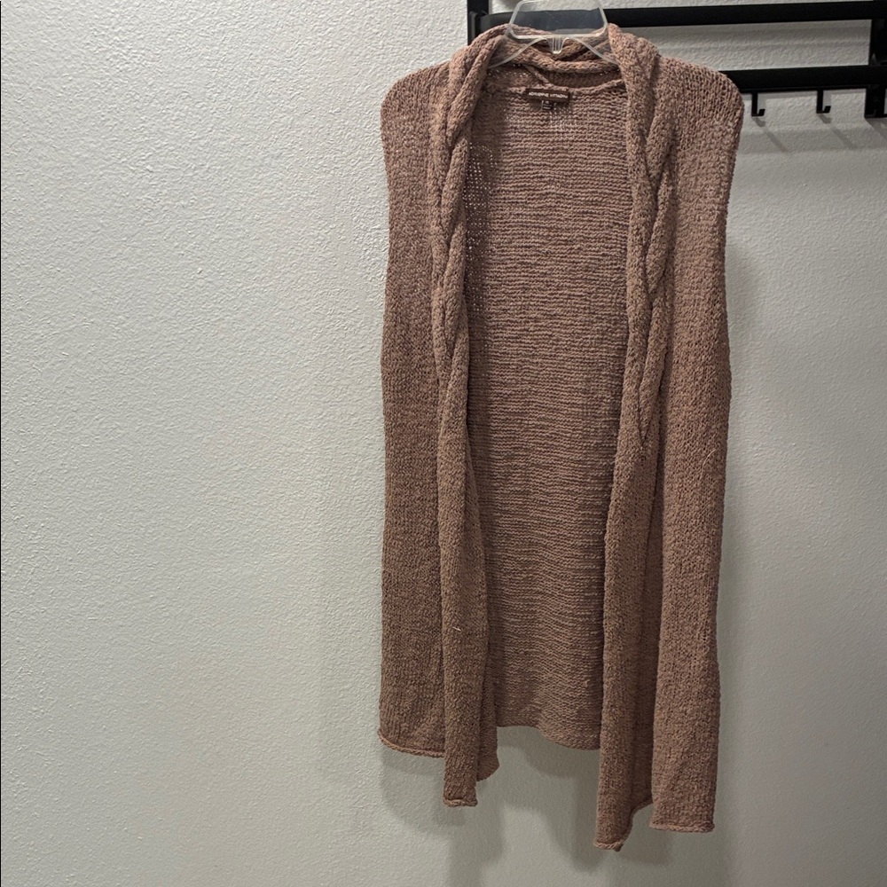 Adrienne Vittadini Hooded Open-Front Cardigan in Dusty Mauve